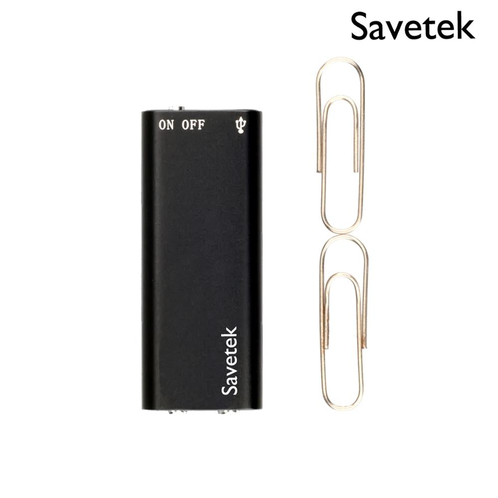 Savetek Smallest Mini USB Pen Voice Activated 8GB 16GB Digital Voice Recorder With Mp3 Player 384kbps Recording Black