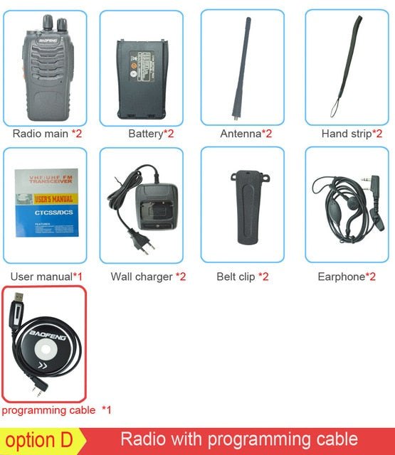 2Pcs/set baofeng BF-888S Walkie Talkie Portable radio station BF888s 5W BF 888S Comunicador Transmitter Transceiver radio set