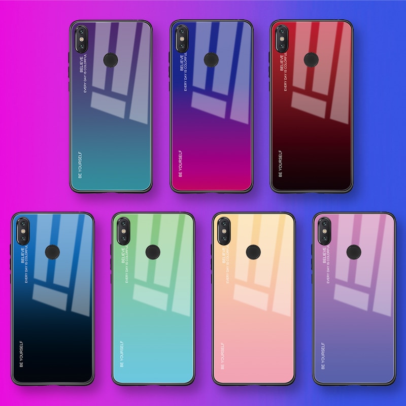 Gradient Tempered Glass Case For Xiaomi Redmi Note 7 5 6 8 Pro Mi8 Mi 9 A2 Lite 6X Mi9 SE 9t Pro 8 8A Cover Protective Fundas