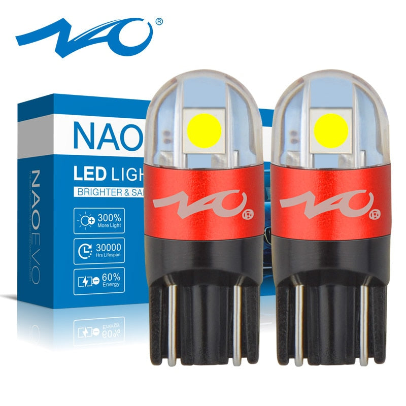 NAO T10 W5W LED Bulb 3030 SMD 168 194 Car Accessories Clearance Lights Reading lamp Auto 12V White Amber Crystal Blue Red Motor