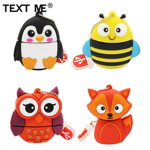 TEXT ME 64GB cute cartoon Penguin owl fox style usb flash drive usb 2.0 4GB 8GB 16GB 32GB vreative pendrive gift