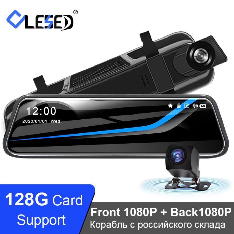 OLESED T95S 10"IPS Screen Car Dvr Mirror Dash Camera Dash Cam Dual Lens Car Camera Full Hd Drive Recorder Stream RearView Mirror