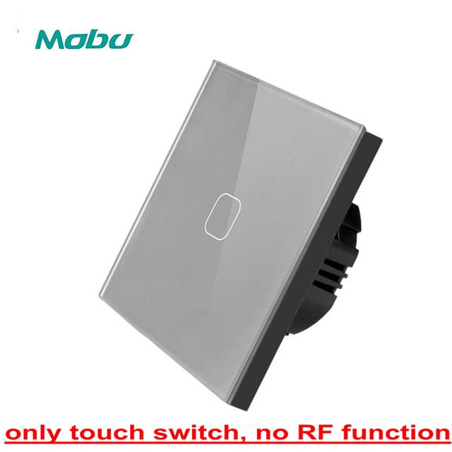 Mobu  1 Gang 1 Way,   Crystal Glass Panel Touch Switch,  Light Wall Touch Screen Switch