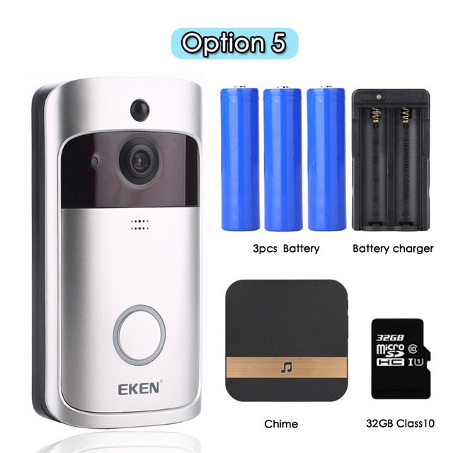 EKEN V5 Smart WiFi Video Doorbell Camera Visual Intercom With Chime Night vision IP Door Bell Wireless Home Security Camera