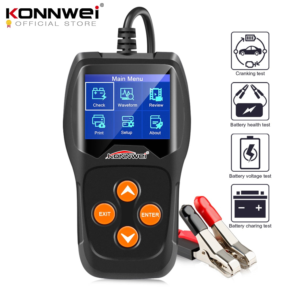 KONNWEI KW600 12V Car Battery Tester 100 to 2000CCA 12 Volt Battery tools for the car Quick Cranking Charging Diagnostic