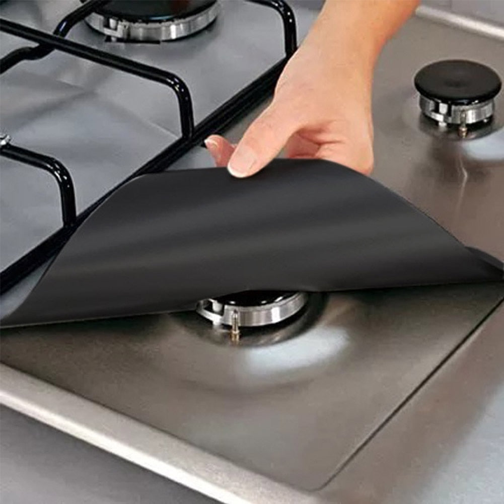 4PCS Set Reusable Foil Cover Gas Stove Protector Non-Stick Stovetop Burner Sheeting Mat Pad Clean Liner For Kitchen Cookware