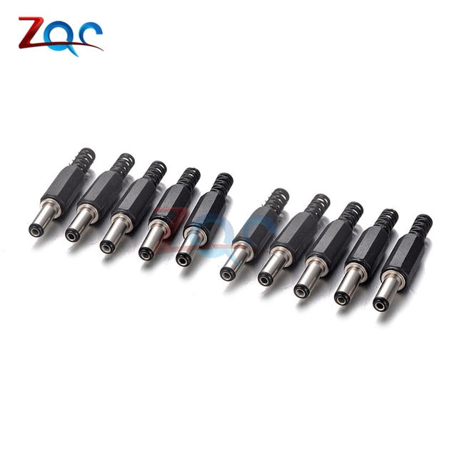 10PCS DC Power Connector pin 2.1x5.5mm Female Plug Jack + Male Plug Jack Socket Adapter PCB Mount DIY Adapter Connector 2.1X5.5