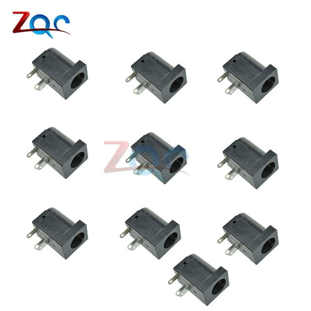 10PCS DC Power Connector pin 2.1x5.5mm Female Plug Jack + Male Plug Jack Socket Adapter PCB Mount DIY Adapter Connector 2.1X5.5