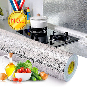 40x100cm Kitchen Oil-proof Waterproof Stickers Aluminum Foil Kitchen Stove Cabinet Self Adhesive Wall Sticker DIY Wallpaper