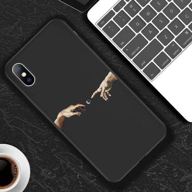 Lovebay For iPhone 11 Pro Max 6 6s 7 8 Plus X XR XS Max 5 5s SE Phone Case Cartoon Statue Abstract Art Painted Soft TPU Shell