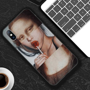 Lovebay For iPhone 11 Pro Max 6 6s 7 8 Plus X XR XS Max 5 5s SE Phone Case Cartoon Statue Abstract Art Painted Soft TPU Shell