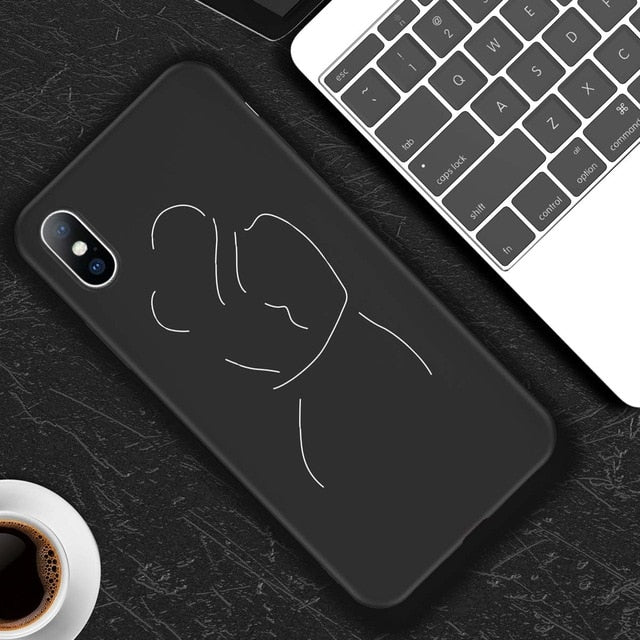 Lovebay For iPhone 11 Pro Max 6 6s 7 8 Plus X XR XS Max 5 5s SE Phone Case Cartoon Statue Abstract Art Painted Soft TPU Shell