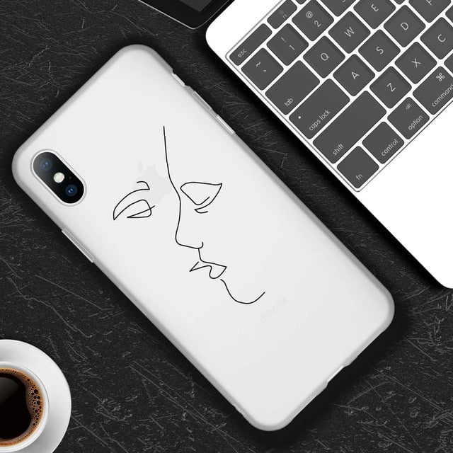 Lovebay For iPhone 11 Pro Max 6 6s 7 8 Plus X XR XS Max 5 5s SE Phone Case Cartoon Statue Abstract Art Painted Soft TPU Shell