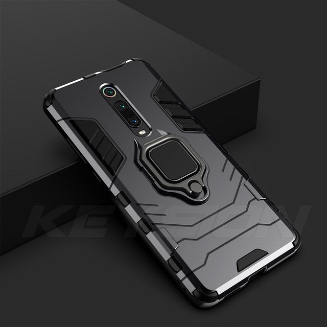 KEYSION Shockproof Armor Case For Redmi K20 K20 Pro Note 7 7a 6 8 Pro Stand Holder Car Ring Phone Cover for Xiaomi Mi 9T Pro Mi9 se CC9e Mi 8 lite A2 A3