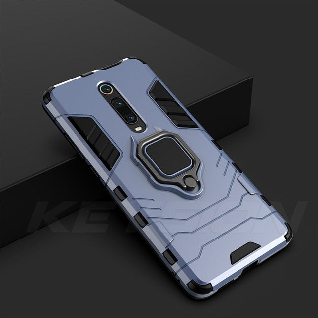 KEYSION Shockproof Armor Case For Redmi K20 K20 Pro Note 7 7a 6 8 Pro Stand Holder Car Ring Phone Cover for Xiaomi Mi 9T Pro Mi9 se CC9e Mi 8 lite A2 A3