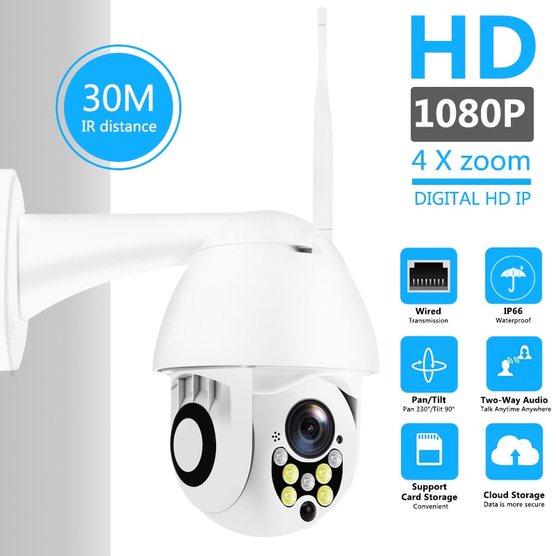 Wireless Wifi IP Camera 1080P PTZ  Outdoor Speed Dome Security Camera Pan Tilt 4X Digital Zoom Network CCTV Surveillance