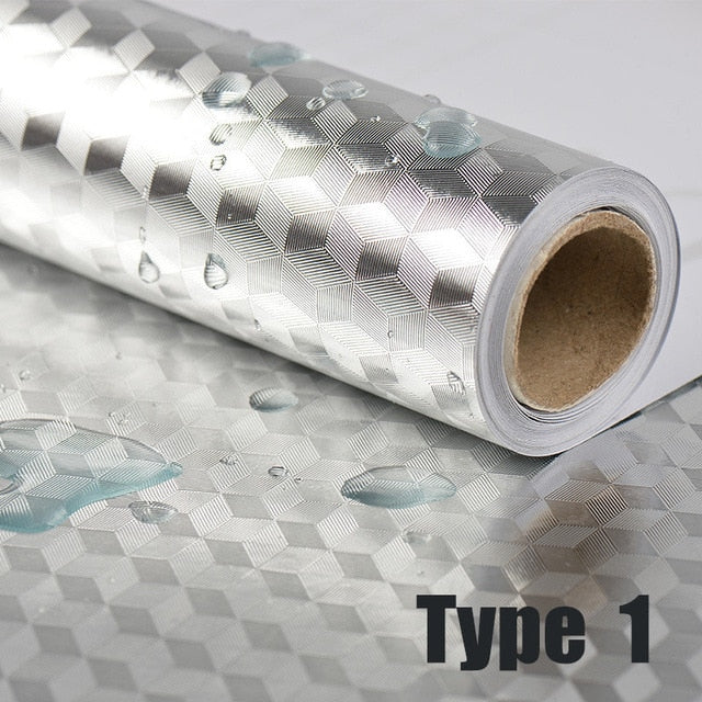 40x100cm Kitchen Oil-proof Waterproof Stickers Aluminum Foil Kitchen Stove Cabinet Self Adhesive Wall Sticker DIY Wallpaper