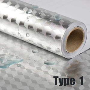 40x100cm Kitchen Oil-proof Waterproof Stickers Aluminum Foil Kitchen Stove Cabinet Self Adhesive Wall Sticker DIY Wallpaper