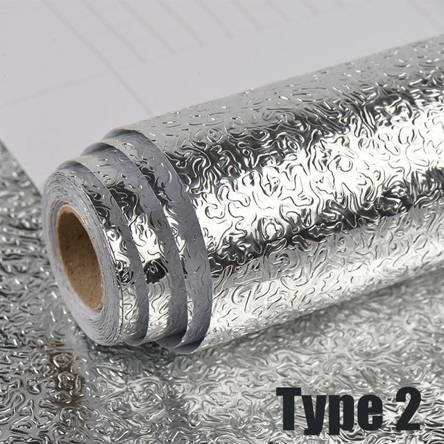 40x100cm Kitchen Oil-proof Waterproof Stickers Aluminum Foil Kitchen Stove Cabinet Self Adhesive Wall Sticker DIY Wallpaper