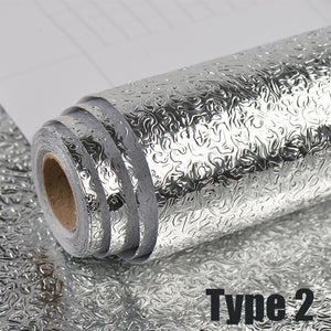 40x100cm Kitchen Oil-proof Waterproof Stickers Aluminum Foil Kitchen Stove Cabinet Self Adhesive Wall Sticker DIY Wallpaper