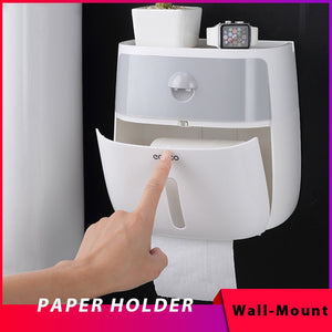 Waterproof Wall Mount Toilet Paper Holder Shelf for Toilet Paper Tray Roll Paper Towel Holder CaseTube Storage Box Tray