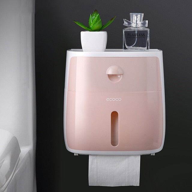 Waterproof Wall Mount Toilet Paper Holder Shelf for Toilet Paper Tray Roll Paper Towel Holder CaseTube Storage Box Tray