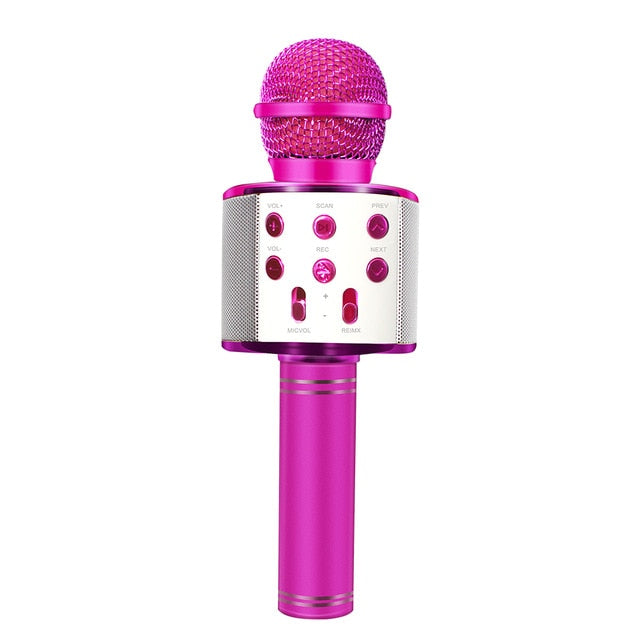 WS-858 Bluetooth Wireless Microphone Handheld Karaoke Mic USB Mini Home KTV For Music Playing Singing Speaker Player