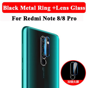 Camera Protector Glass For Xiaomi Redmi Note 8 7 K20 Pro Tempered Glass & Metal Rear Protective Ring For Redmi Note 8 Full Case