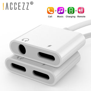 !ACCEZZ For iPhone Adapter 2 in 1 For Apple iPhone XS MAX XR X 7 8 Plus IOS 12 3.5mm Jack Earphone Adapter Aux Cable Splitter