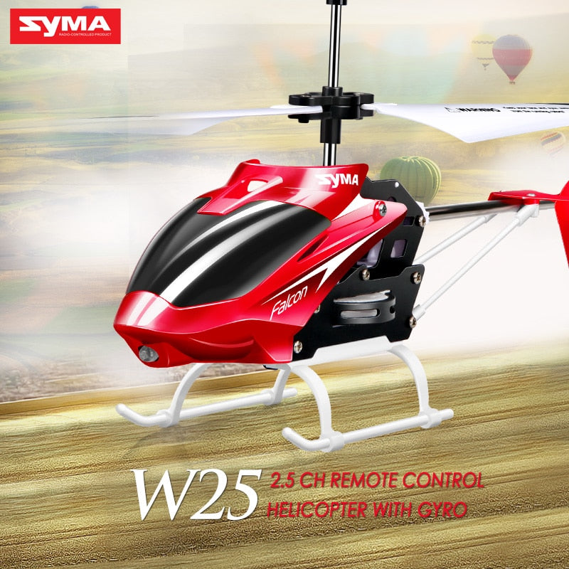 Syma Official W25 RC Helicopter 2 CH 2 Channel Mini RC Drone With Gyro Crash Resistant RC Toys For Boy Kids Gift Red Yellow