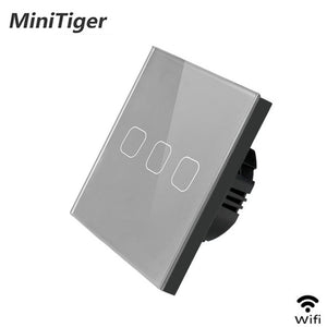 EU Standard Tuya/Smart Life/ewelink 1/2/3 Gang 1 Way WiFi Wall Light Touch Switch for Google Home Amazon Alexa Voice Control