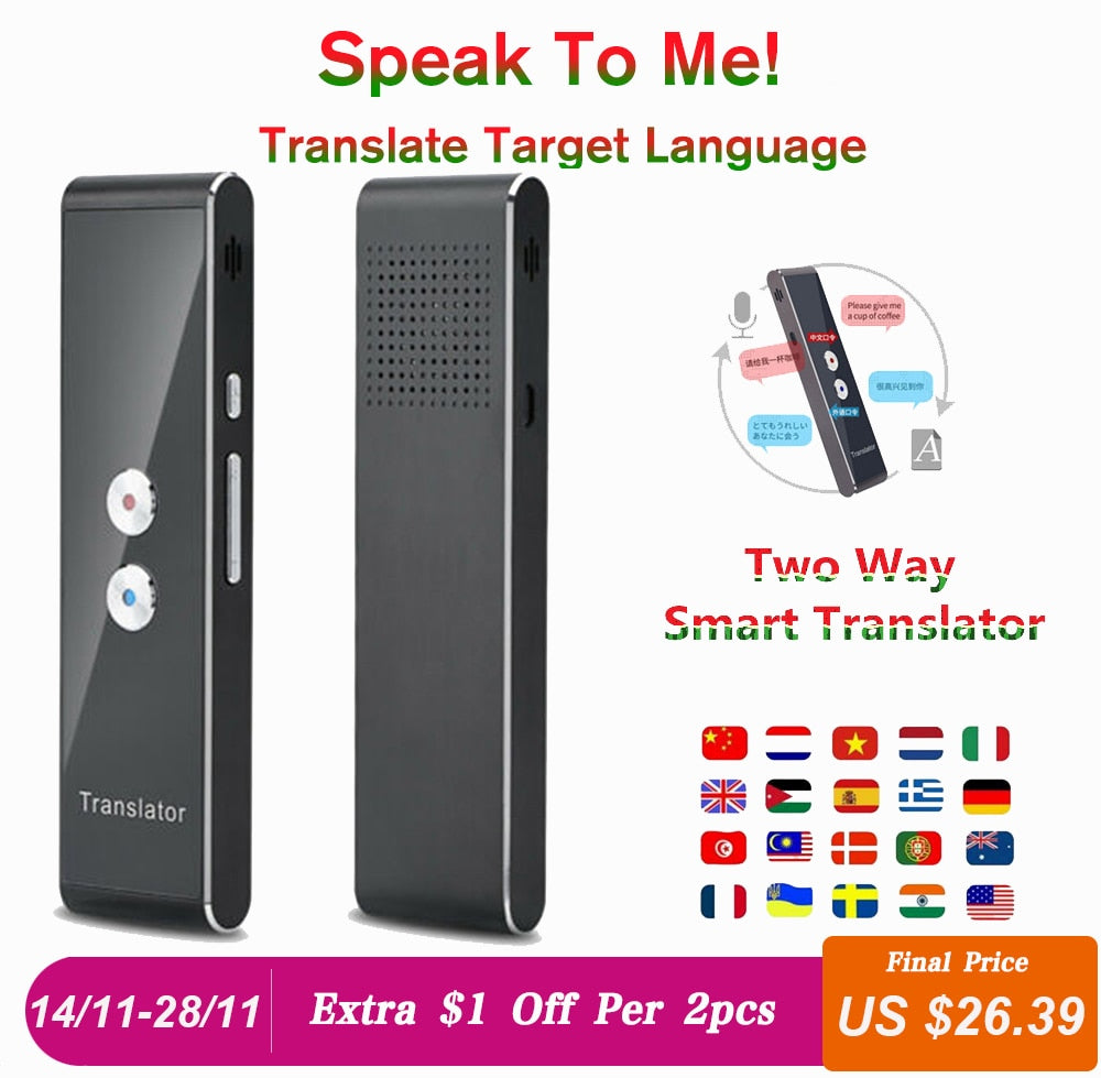 Portable Smart Voice Translator Real Time Multi-Language Speech Interactive Translator 3 in 1 voice Text Bluetooth Translator