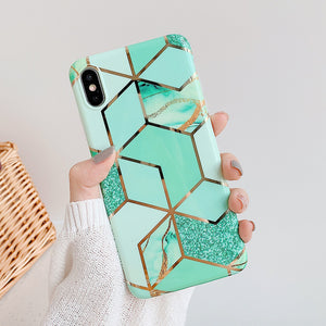 LOVECOM Plating Geometric Marble Phone Case For Huawei P30 P20 Lite Pro Mate 30 20 Pro Lite Glossy Soft IMD Phone Back Cover