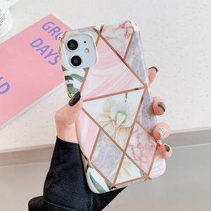 LOVECOM Plating Geometric Marble Phone Case For Huawei P30 P20 Lite Pro Mate 30 20 Pro Lite Glossy Soft IMD Phone Back Cover