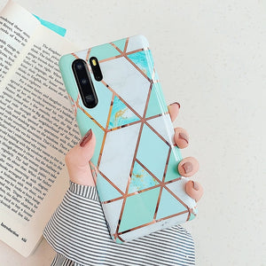 LOVECOM Plating Geometric Marble Phone Case For Huawei P30 P20 Lite Pro Mate 30 20 Pro Lite Glossy Soft IMD Phone Back Cover
