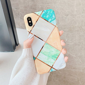 LOVECOM Plating Geometric Marble Phone Case For Huawei P30 P20 Lite Pro Mate 30 20 Pro Lite Glossy Soft IMD Phone Back Cover
