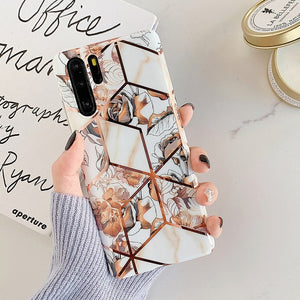 LOVECOM Plating Geometric Marble Phone Case For Huawei P30 P20 Lite Pro Mate 30 20 Pro Lite Glossy Soft IMD Phone Back Cover