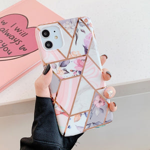 LOVECOM Plating Geometric Marble Phone Case For Huawei P30 P20 Lite Pro Mate 30 20 Pro Lite Glossy Soft IMD Phone Back Cover