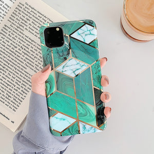 LOVECOM Plating Geometric Marble Phone Case For Huawei P30 P20 Lite Pro Mate 30 20 Pro Lite Glossy Soft IMD Phone Back Cover