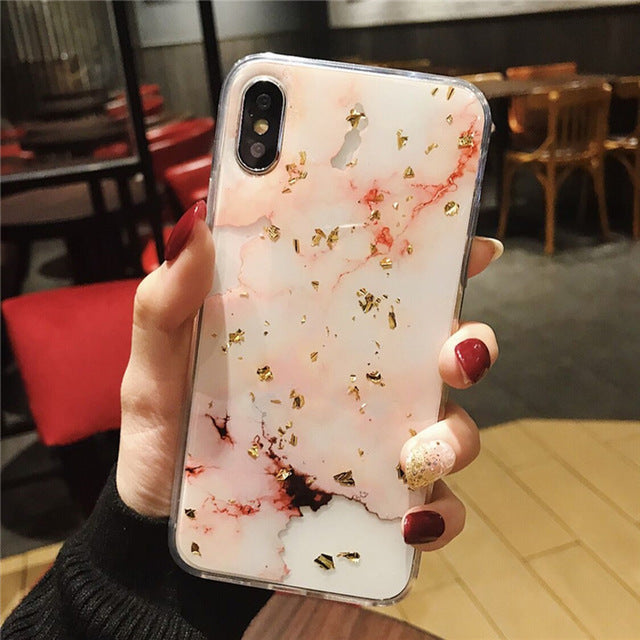 Lovebay Phone Case For iPhone 11 6 6s 7 8 Plus X XR XS Max Luxury Bling Gold Foil Marble Glitter Soft TPU For iPhone 11 Pro Max