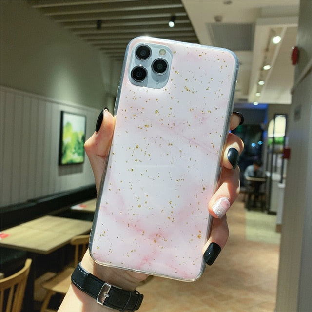 Lovebay Phone Case For iPhone 11 6 6s 7 8 Plus X XR XS Max Luxury Bling Gold Foil Marble Glitter Soft TPU For iPhone 11 Pro Max