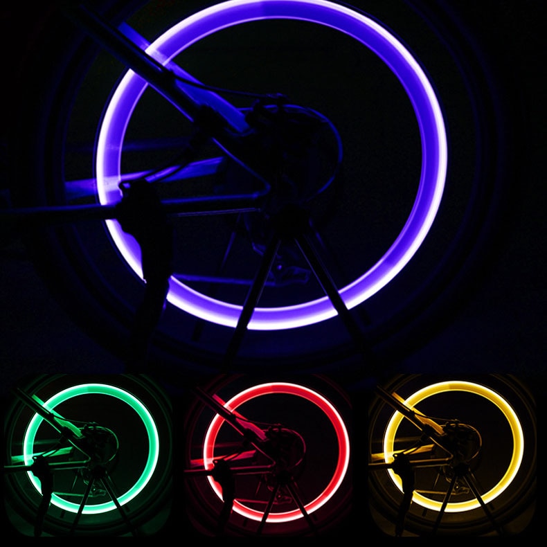 Bicycle Lights Wheel Spoke Tire LED Bike Valve Lights with Batteries Tyre Valve Cap Cycling Lantern Lamp MTB Bike Accessories