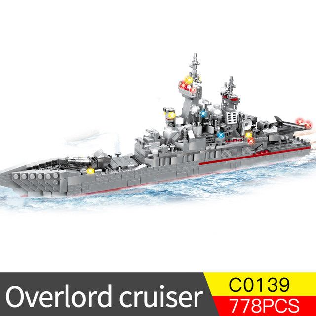 1000+ PCS Military Warship Navy Aircraft Army Figures Building Blocks LegoINGlys Army Warship Construction Bricks Children Toys