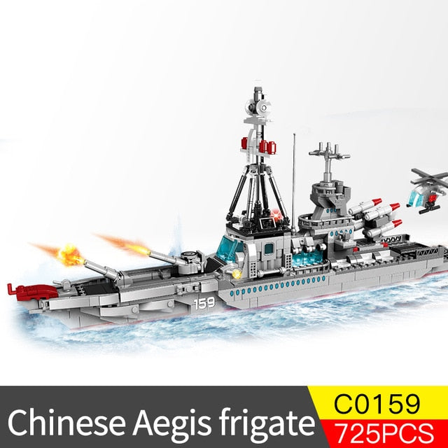 1000+ PCS Military Warship Navy Aircraft Army Figures Building Blocks LegoINGlys Army Warship Construction Bricks Children Toys