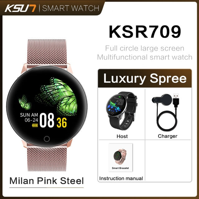 KSUN KSR709 Men Sport Pedometer Smart Watch IP68 Waterproof Fitness Tracker Heart Rate Monitor Women Clock Smartwatch