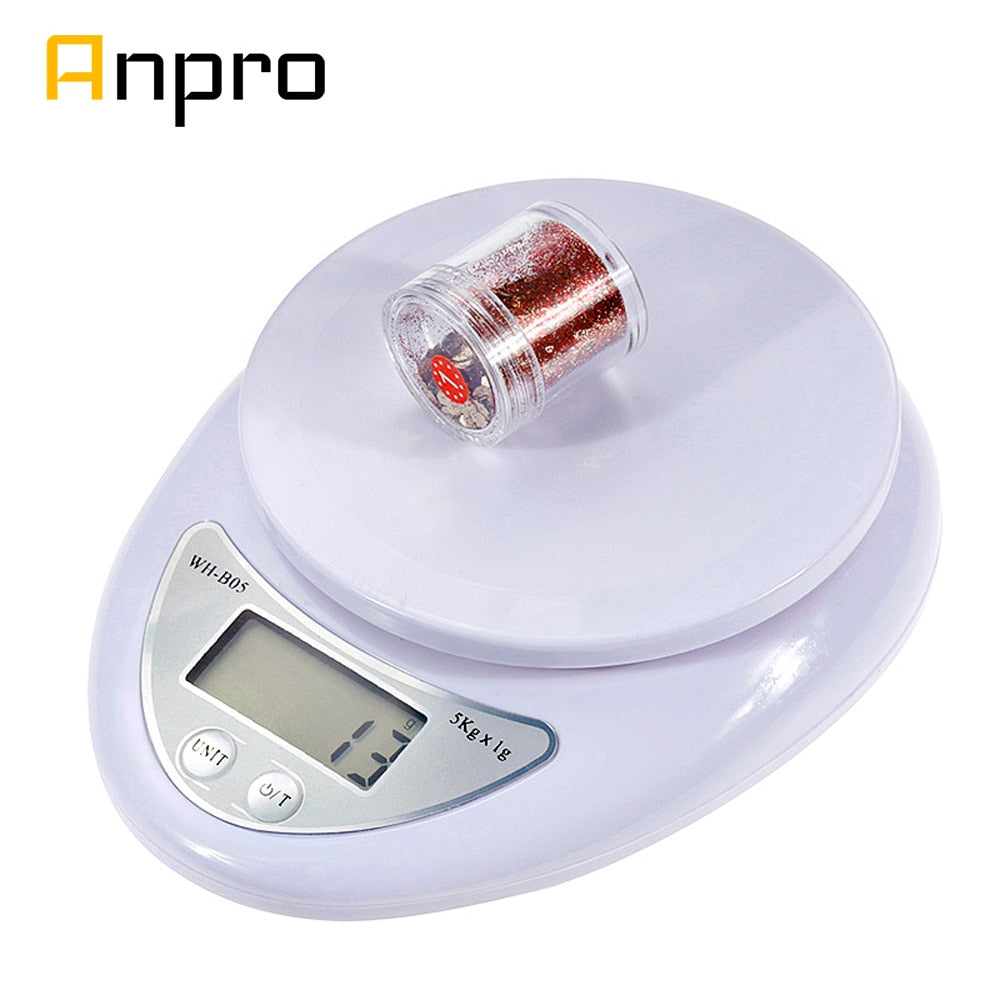 Anpro 5kg/1g 1kg/0.1g Portable Digital Scale LED Electronic Scales Postal Food Measuring Weight Kitchen LED Electronic Scales