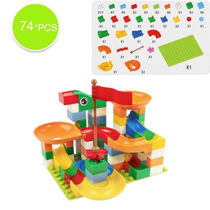 74-296 PCS Marble Race Run Block Big Size Compatible LegoINGlys Duploed Building Blocks Funnel Slide DIY Brick Toys For Children