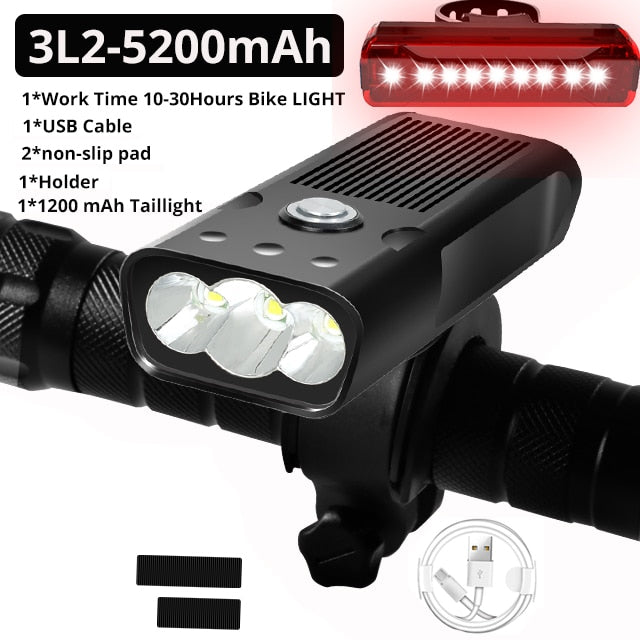 20000Lums Bicycle Light L2/T6 USB Rechargeable 5200mAh Bike Light IPX5 Waterproof LED Headlight  as Power Bank Bike Accessories