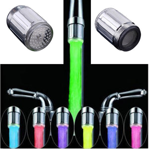 Luminous Light-up LED Water Faucet Shower Tap Basin Water Nozzle Bathroom Kitchen Heater Faucets thermostat Blue 3Color 7 Colors