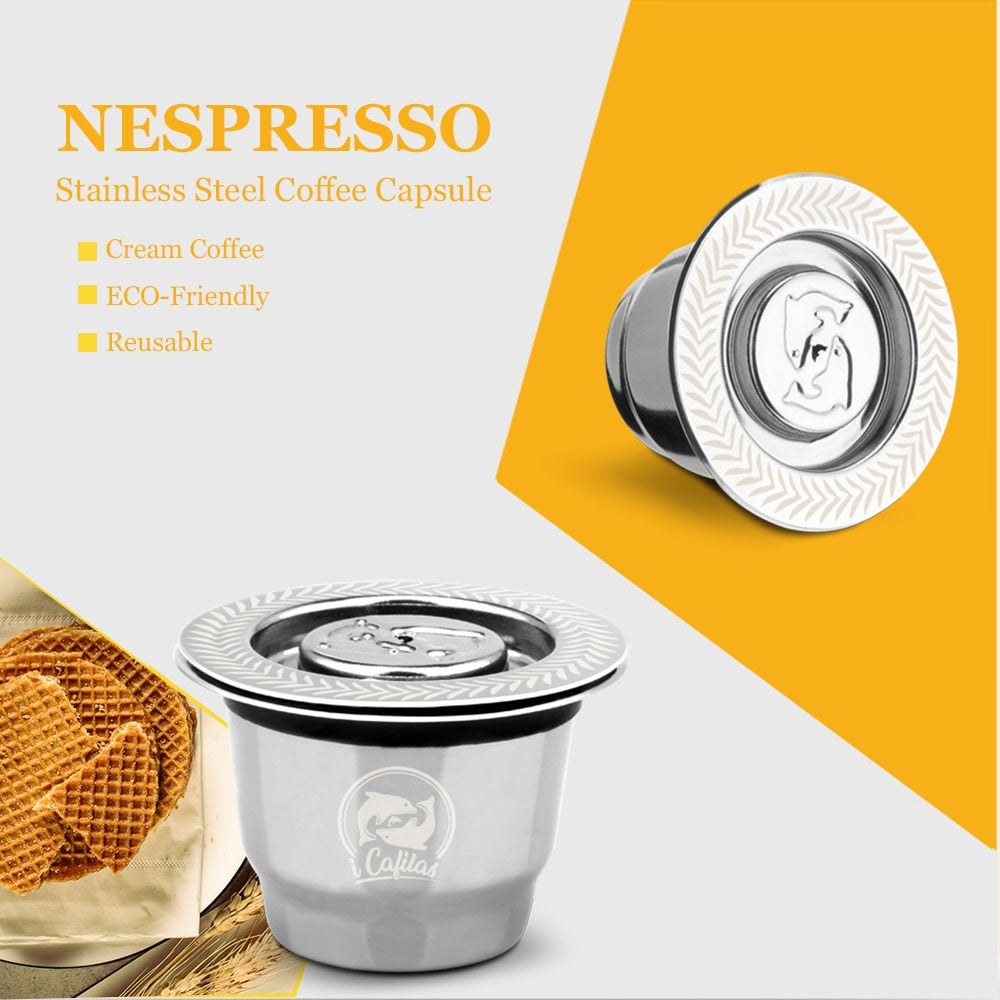 iCafilas Vip Link For Nespresso Reutilisable Refillable Capsule Crema Espresso Reusable New Refillable For Nespresso